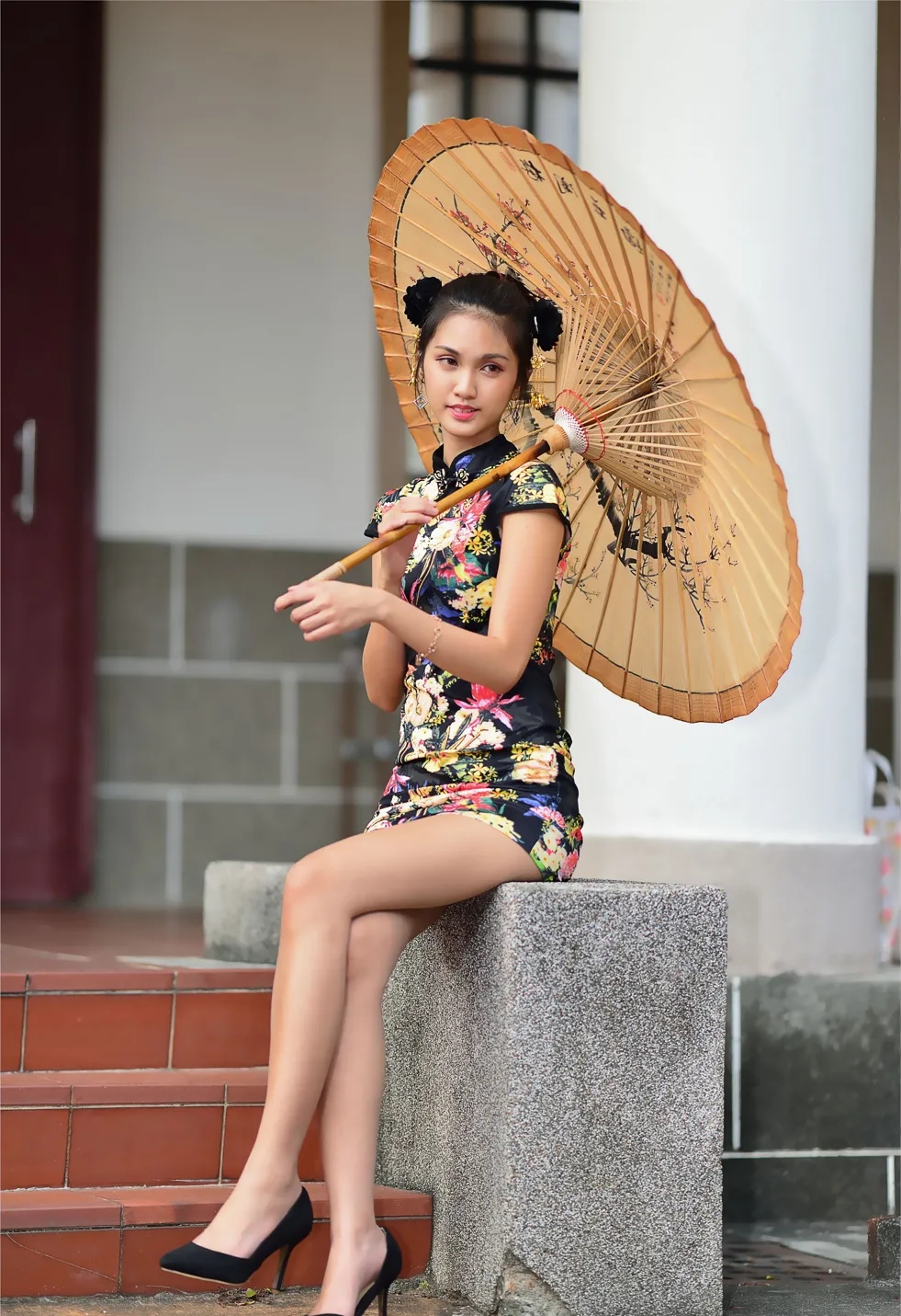 [Mzsock] NO.191 Chen Mengxin short cheongsam high heels beautiful legs street photography#[100P]-5